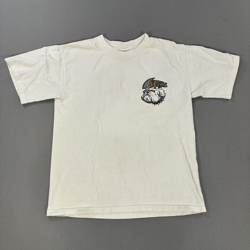 Vintage Lifeforms No Bark All Bite Shirt Mens Large White Bulldog Graphic 90s